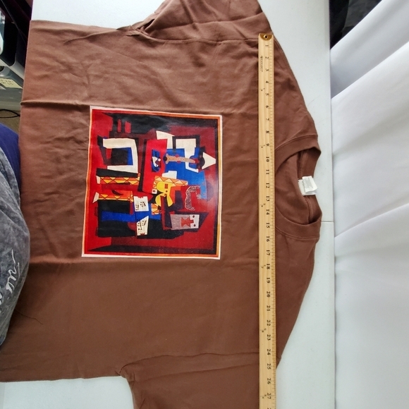 XXL Picasso Three Musicians Hanes Brown Graphic Short Sleeve Tee - Picture 6 of 11